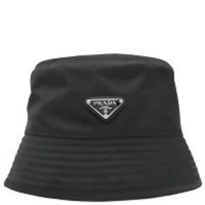 Prada Re Bucket Hat Nero Black Aqua Black Triangle Plate